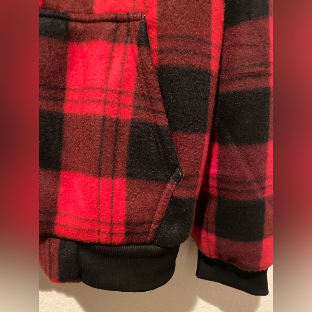 Red and Black Buffalo Plaid Hooded Zip Jacket - Picture 4 of 5